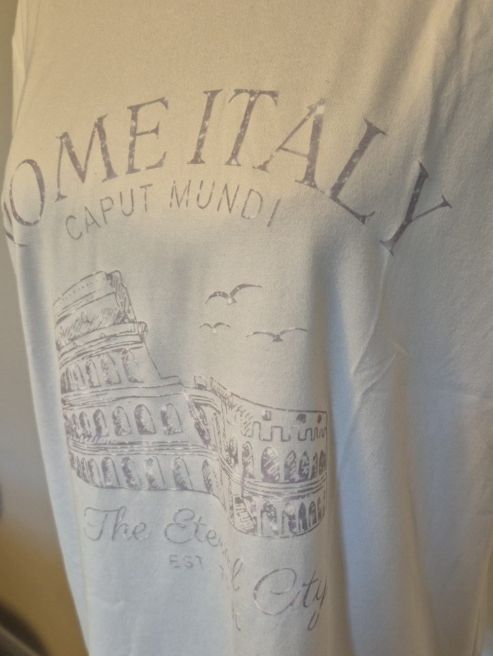 NWOT White 'Rome Italy' V-Neck Graphic Tee - M - Picture 3 of 6